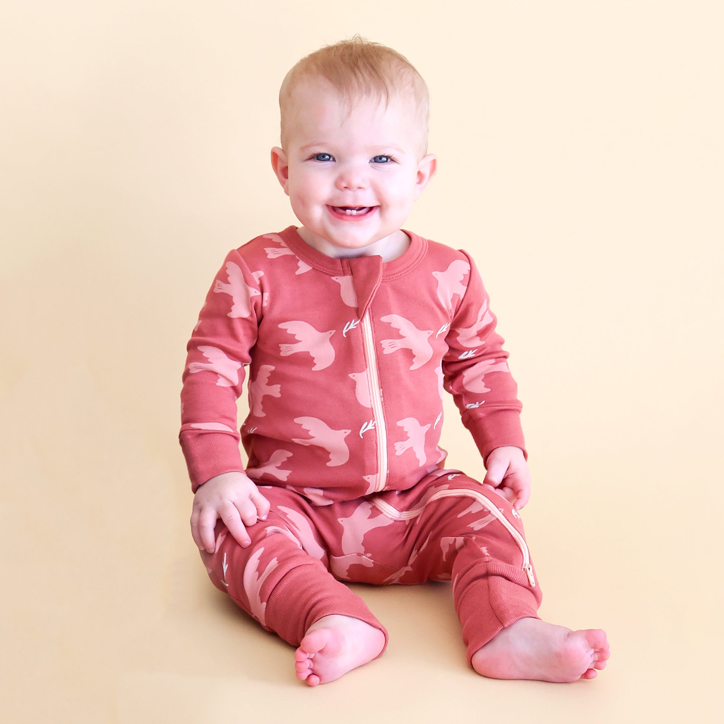 Organic Signature Print '2-Way' Zip Romper - Long Sleeve - Organic Baby Clothes, Kids Clothes, & Gifts | Parade Organics