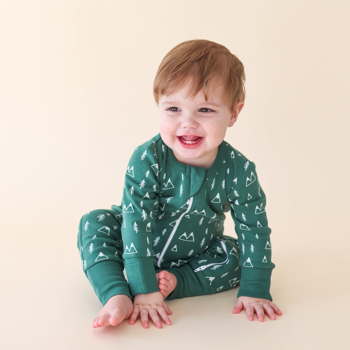 Organic Signature Print '2-Way' Zip Romper - Holiday