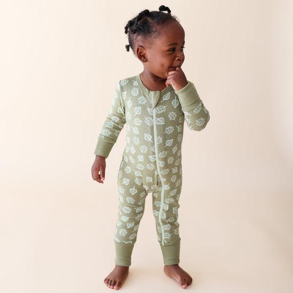 Organic Signature Print '2-Way' Zip Romper - Long Sleeve