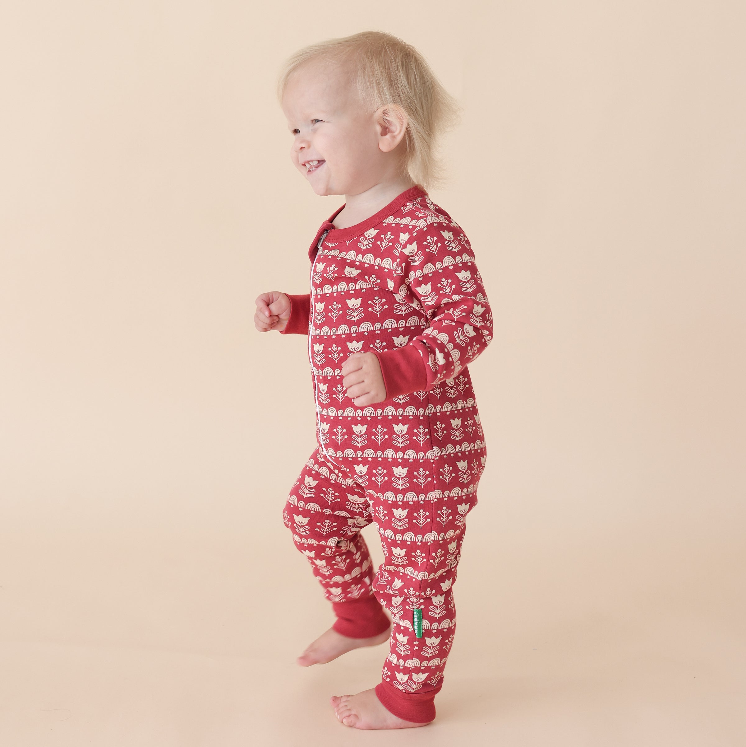 Organic Signature Print '2-Way' Zip Romper - Long Sleeve - Organic Baby Clothes, Kids Clothes, & Gifts | Parade Organics