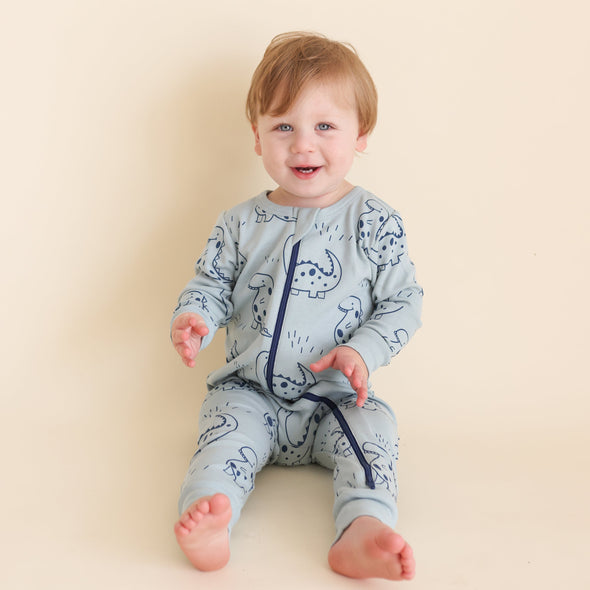 Organic Signature Print '2-Way' Zip Romper - Long Sleeve