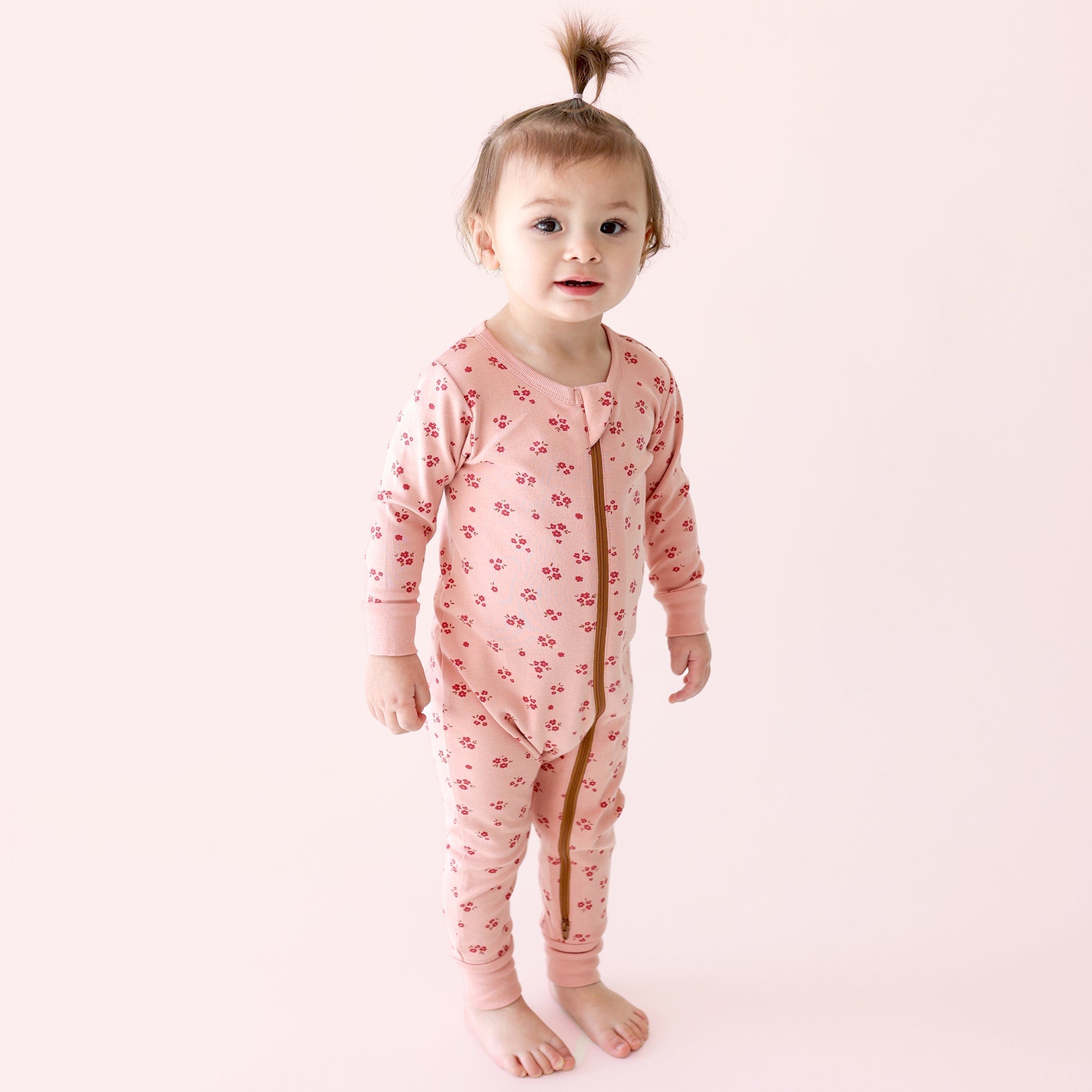 Organic Signature Print '2-Way' Zip Romper - Long Sleeve