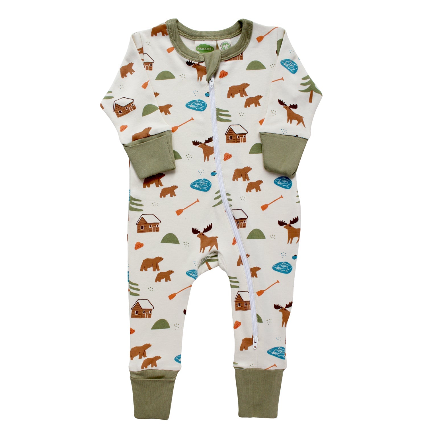 Organic Signature Print '2-Way' Zip Romper - Long Sleeve