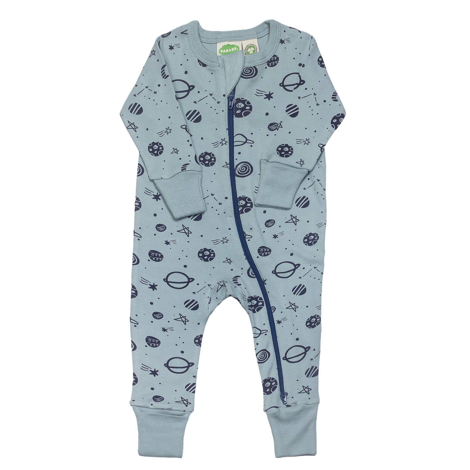 Organic Signature Print '2-Way' Zip Romper - Long Sleeve