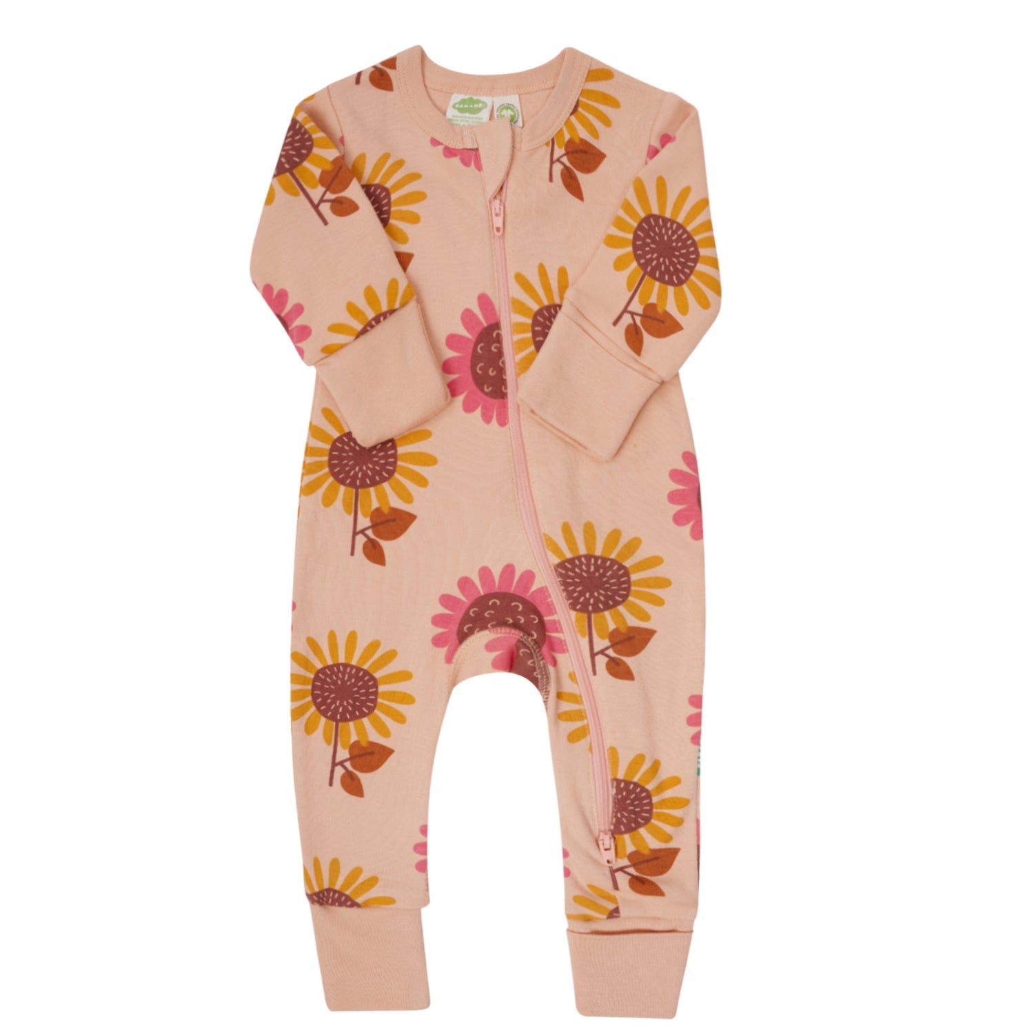 Organic Signature Print '2-Way' Zip Romper - Long Sleeve