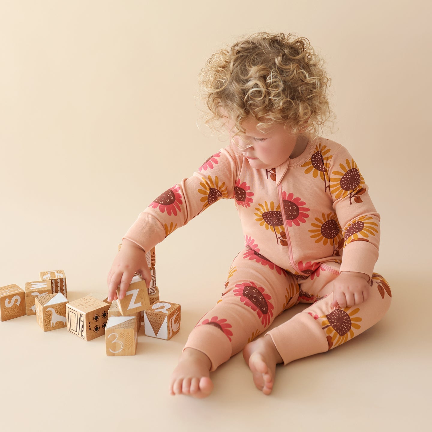 Organic Signature Print '2-Way' Zip Romper - Long Sleeve