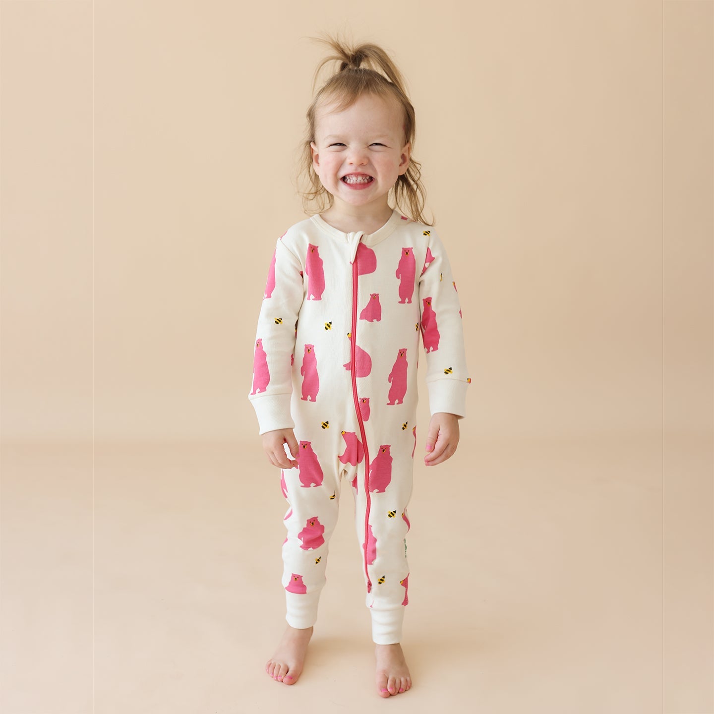 Organic Signature Print '2-Way' Zip Romper - Long Sleeve