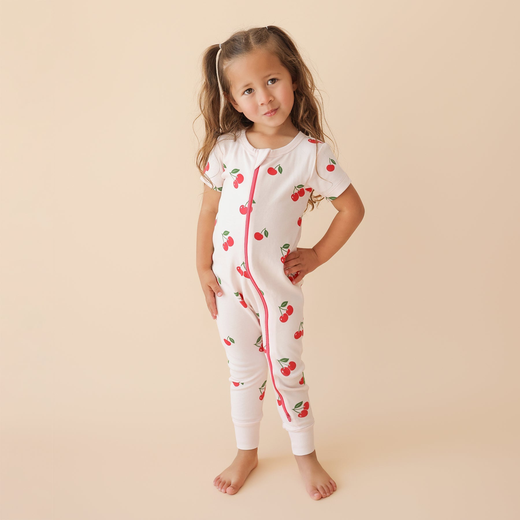 Organic Signature Print '2-Way' Zip Romper - Short Sleeve