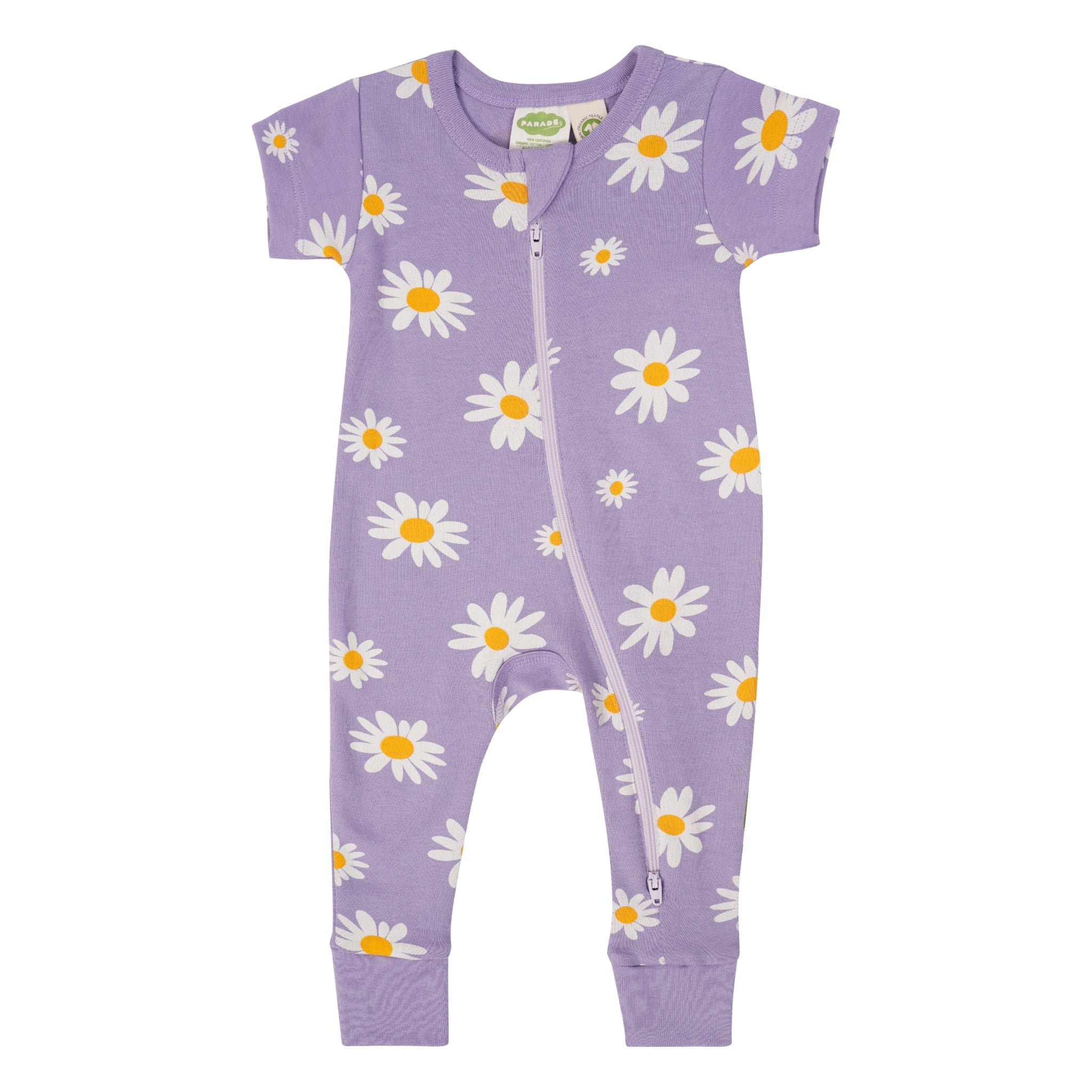 Organic Signature Print '2-Way' Zip Romper - Short Sleeve